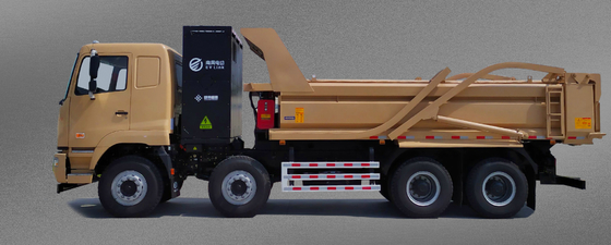 Geely Commercial 5.6-meter trunk, M5 flat top, 8X4350 degree battery change, dual motor, 7DM pure electric dump truck
